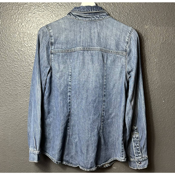 KUT From The Kloth Women's Button-Down Blue Denim Long Sleeve Shirt Size Medium - Picture 4 of 10
